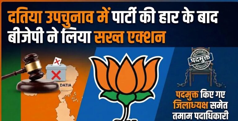 NATIONAL : दतिया उपचुनाव में करारी शिकस्त के बाद BJP का बड़ा एक्शन, भंग किया जिला संगठन