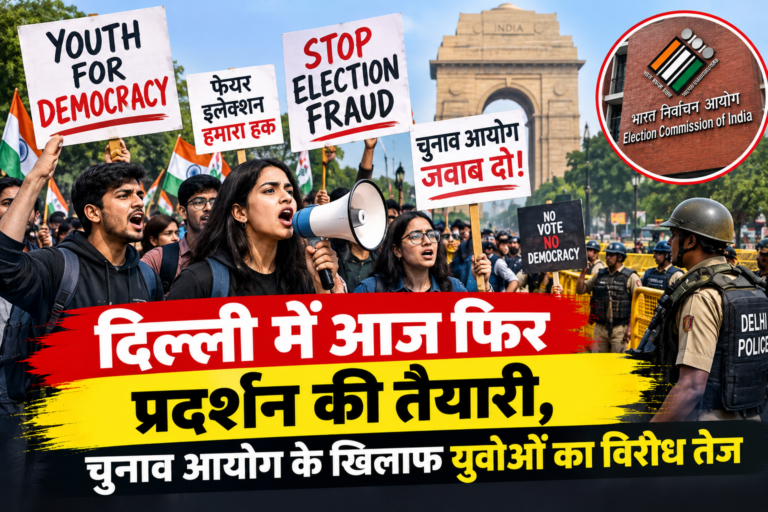 NATIONAL : दिल्ली में आज फिर प्रदर्शन की तैयारी, चुनाव आयोग के खिलाफ युवाओं का विरोध तेज