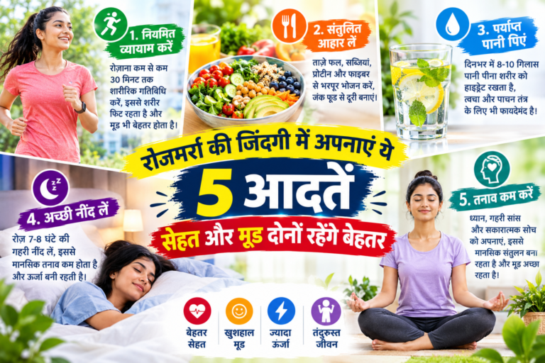 LIFESTYLE : रोजमर्रा की जिंदगी में अपनाएं ये 5 आदतें, सेहत और मूड दोनों रहेंगे बेहतर