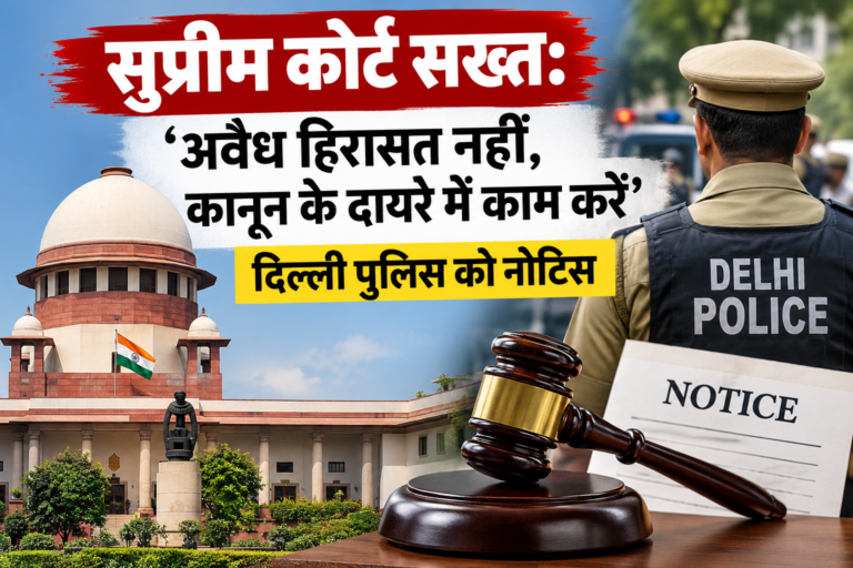 NATIONAL : सुप्रीम कोर्ट सख्त: ‘अवैध हिरासत नहीं, कानून के दायरे में काम करें’, दिल्ली पुलिस को नोटिस
