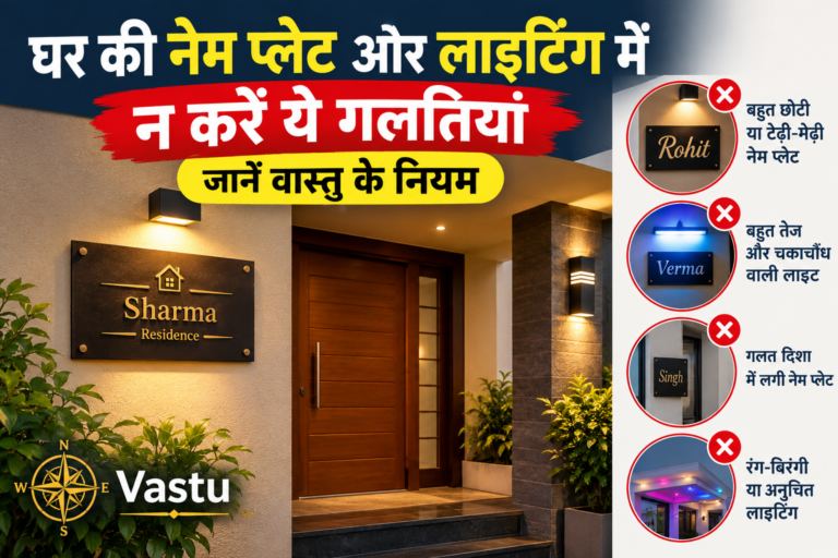 वास्तु टिप्स : घर की नेम प्लेट और लाइटिंग में न करें ये गलतियां, जानें वास्तु के नियम