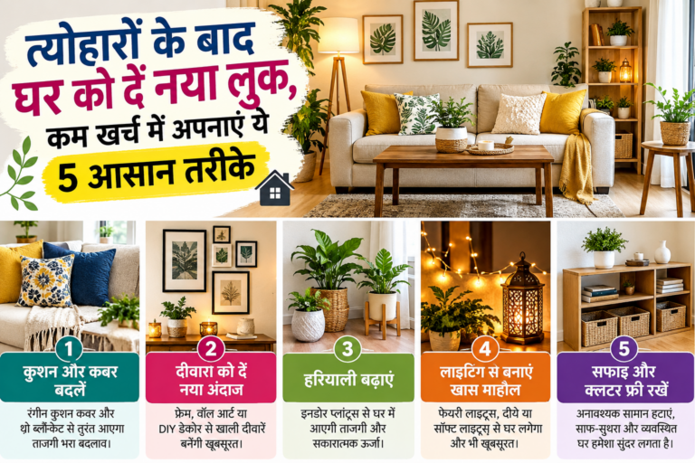 LIFESTYLE : त्योहारों के बाद घर को दें नया लुक, कम खर्च में अपनाएं ये 5 आसान तरीके
